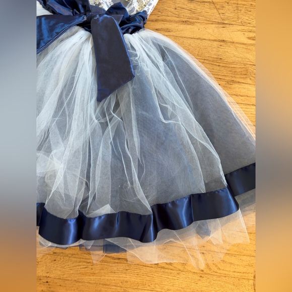 Weissman Train Bleu dance costume tulle satin dress blue and white. - Picture 10 of 13